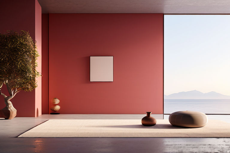 a tranquil room with minimalistic mindful design for meditations