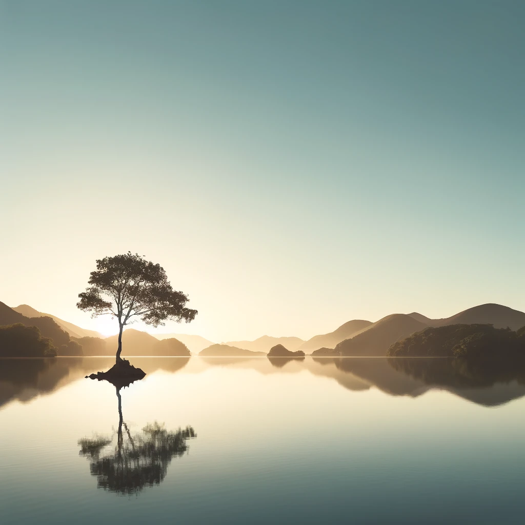 tranquil landscape of a calm lake