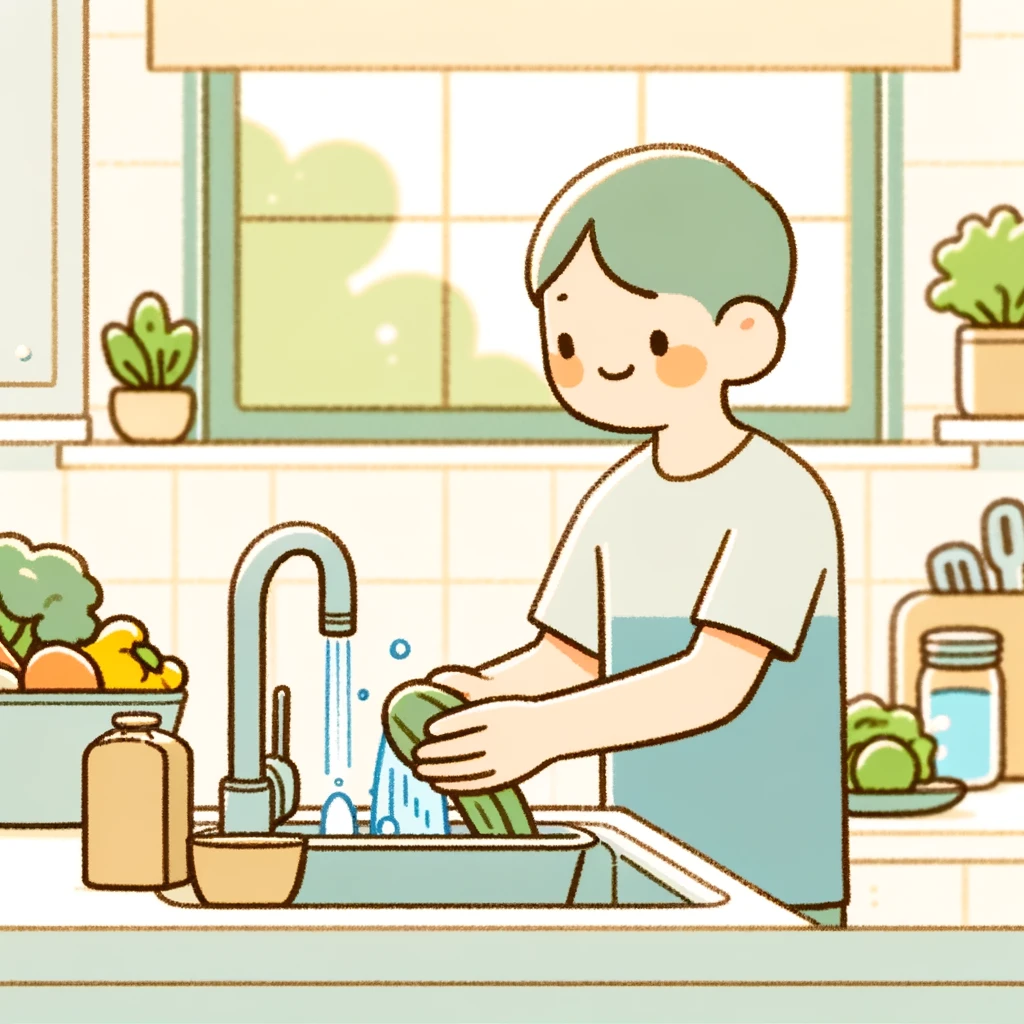 a person washing vegetables for mindful cooking