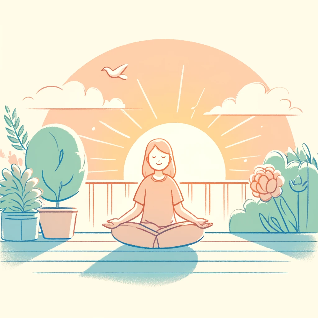 a woman meditating on a porch