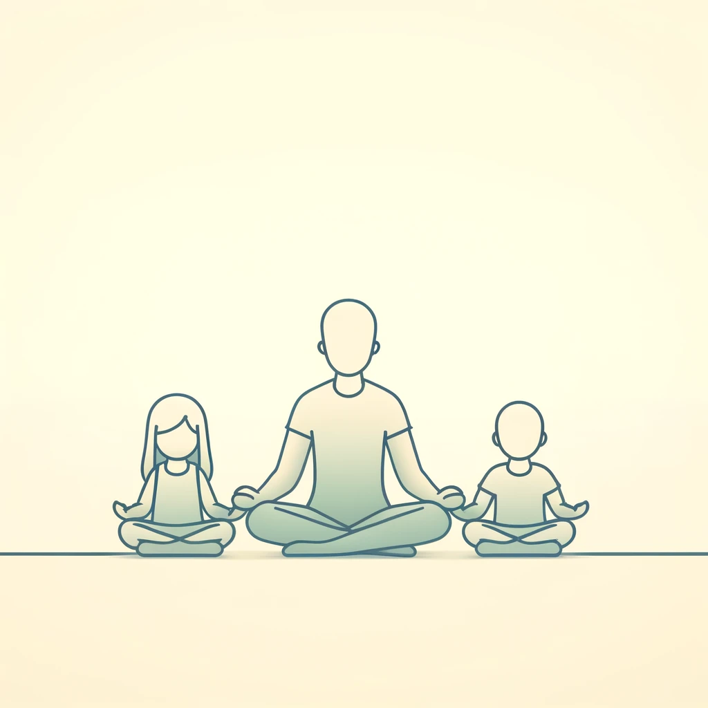 a man meditating with children