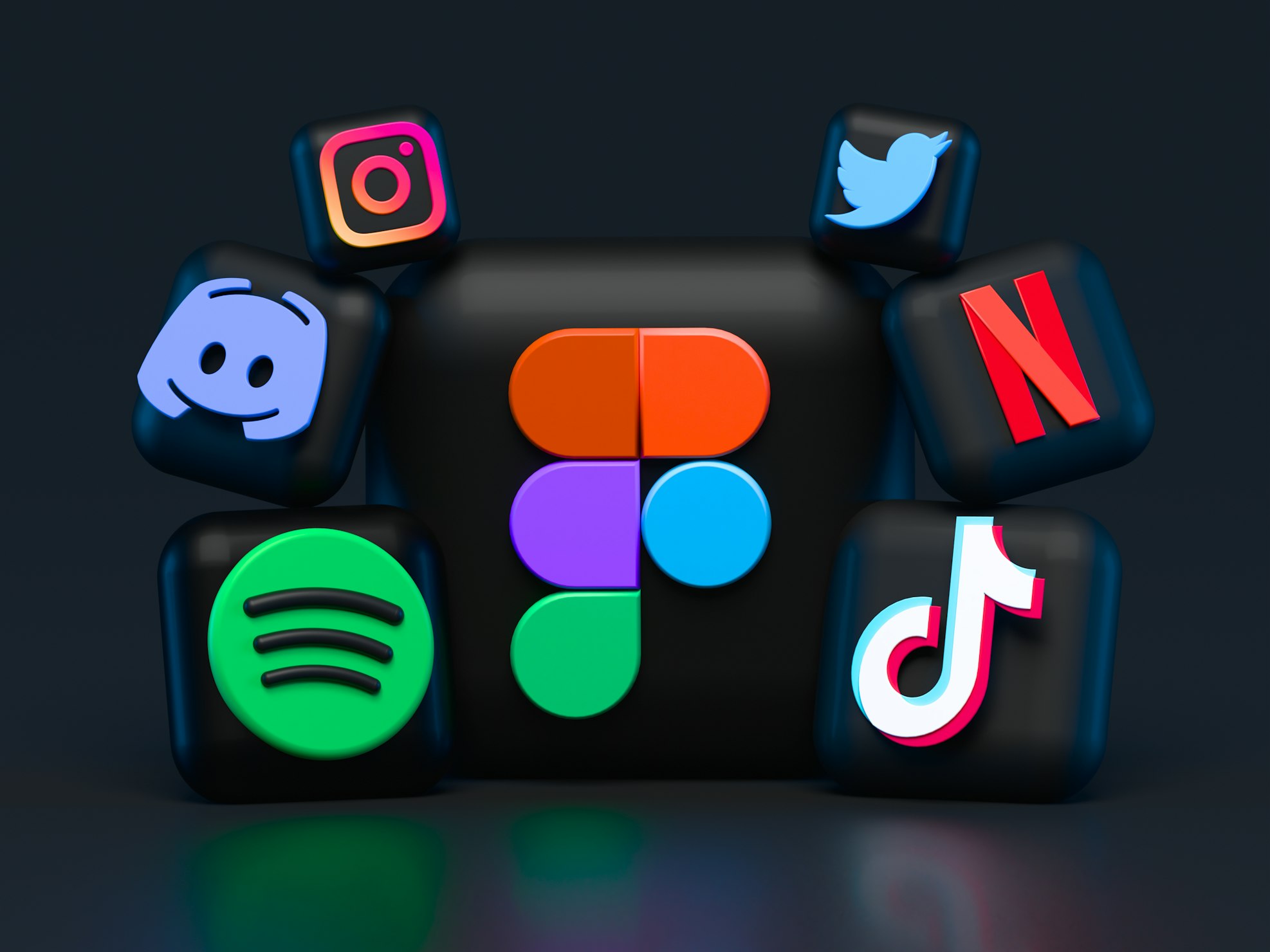 social media icons stacked on one another